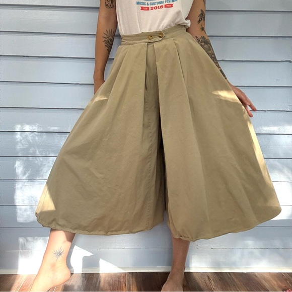 Vintage 80s Outback Red Wide Leg Khaki Skirt Pants - Picture 1 of 8